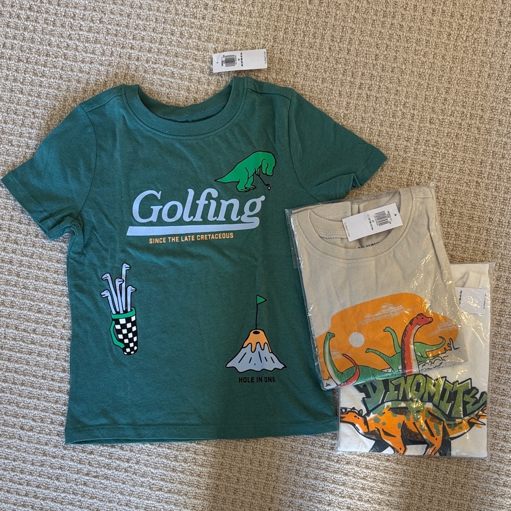 Old Navy Boys 4T Three Dinosaur T-Shirts NWT